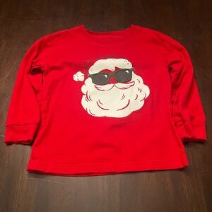 Carter's Red Santa  & Green Striped Long Sleeve Tees